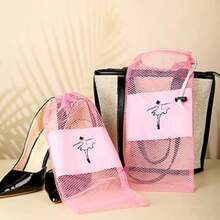 - 4 bolsas de malla para zapatos de baile, accesorios de ballet para mujeres y niñas, bolsa con cordón, Rosa - como en la foto - Ver 8