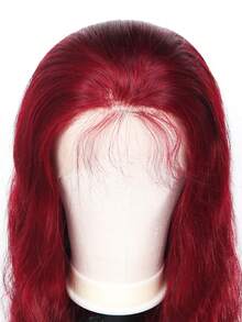 99J 酒红色蕾丝前假发，真人发，13x4 透明水波纹，预先拔毛，180 密度，女士水波纹假发 - S99J - 查看 5