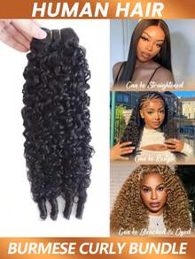 Burmese Curly Bundles Human Hair Sew In Bundles 12-20 Inch Raw Hair Bundles Double Weft A8 Brazilian Virgin Remy Hair Extensions Natural Black - Natural Black - View 4