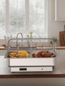 uego de Platos eléctricos 9QT para bufé con Control de Temperatura, servidores de Buffet de Acero Inoxidable y Calentadores con 1 sartén de tamaño Completo y 2 sartenes de tamaño Medio para Catering - 1 sartén de tamaño 1/1 + 2 de 1/2 - Ver 7