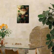 Vintage St. Patrick's Day Metal Wall Sign – Charming Green Leprechaun With Shamrock, Whimsical Retro Decor For Home, Bar, Cafe, Club, Dorm, Indoor & Outdoor Use, Tinplate Artwork With Vibrant Colors, Cafe Wall Art |   St. Patrick's Day Decor |   Durable Metal Sign, Metal Wall Art Decor - 1PC - Xem 5