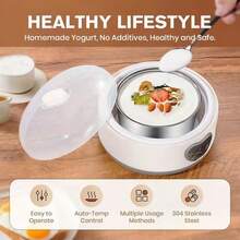 1.2L Multifunctional Fermenting Machine – Mini Automatic Yogurt Maker For Home, Rice Wine & Natto,1.2L Mini Yogurt Maker – Automatic Multifunctional Fermenter, Home Rice Wine & Natto Machine - trắng - Xem 9
