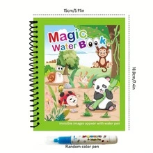 1pc Magic Water Picture Books, Reusable Magic Drawing Books And Pens, Activity Books, Random Color Pens - Multicolor - View 2