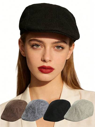 1/2pcs Vintage Newsboy Flat Cap,Retro Gatsby Style Ivy Cap,Lightweight Breathable Flat Cap, Unisex Cute Plaid Newsboy Cap,Unisex Gender Neutral Baker Boy Hat, Soft Cabbie Hat, Y2K Streetwear Accessory For Casual Outings, Travel & Weekend Getaways