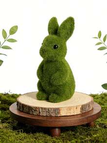 1个复活节兔子雕像，绿色苔藓兔子摆件，复活节工艺品，适合春季装饰、室内/室外花园装饰、复活节装饰、植绒兔子雕像，是婚礼配饰、节日派对、房间装饰、卧室、办公室装饰、家居装饰的理想之选。 - 均碼 - 查看 12