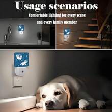 Luz nocturna de cubos color  gris luz nocturna enchufable sensor automático lámpara de noche lámpara de noche para decoración del hogar para guardería s niñas y s - Lindos astronautas Husky en el espacio - Ver 6