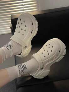 厚底高帮镂空凉鞋，EVA防滑沙滩拖鞋 - 白色 - 查看 4