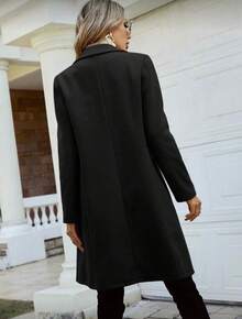 Women's Long Coat In Solid Color00 - Black - View 2