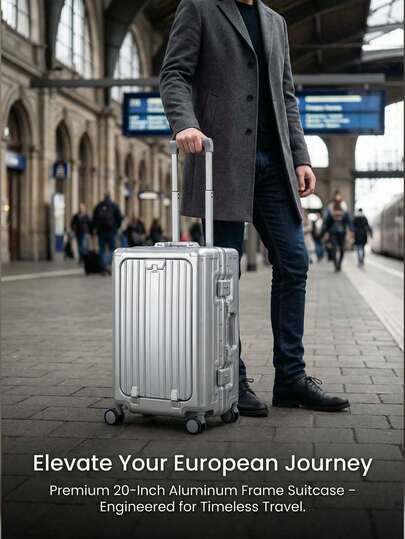 1 pezzo Valigia da cabina multifunzionale da 20 pollici: un trolley portatile per laptop versatile adatto per viaggi di lavoro e vacanze, dotato di ruote girevoli TSA e telaio in lega di alluminio