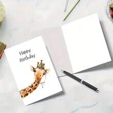 1张长颈鹿生日贺卡 - 卡通风格，色彩明快，采用优质纸张，适合送给家人、年轻人、青少年和亲朋好友，适用于各种场合。 - 套裝 - 查看 5