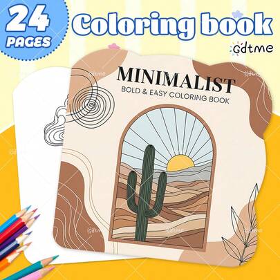 GDTME Bold-Easy Patterns Coloring Book For Adults And Children Cute Drawing Book Perfect Gift For Easter, Ramadan, Valentine's Day, Christmas Party, Halloween And Birthday-Minimalist Scene Colouring For Relaxing : Suitable For Friends Who Love Coloring And Back To School(Cozy Space Coloring)