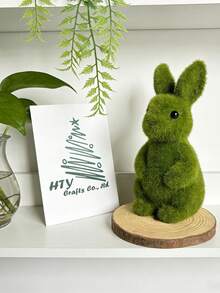 1个复活节兔子雕像，绿色苔藓兔子摆件，复活节工艺品，适合春季装饰、室内/室外花园装饰、复活节装饰、植绒兔子雕像，是婚礼配饰、节日派对、房间装饰、卧室、办公室装饰、家居装饰的理想之选。 - 均碼 - 查看 7