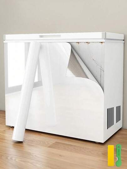 1 rollo de papel de contacto blanco brillante grueso - impermeable, removible, con adhesivo para encimeras, paredes, refrigeradores, gabinetes de cocina, baños, escritorios, superficies de muebles, decoración de superficie elegante