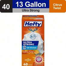 Hefty Ultra Strong 13 Gallon Trash Bags, Tall Kitchen Trash Bags, White, Citrus Twist Scent,  Durable Trash Bags Designed For Kitchen, Household, And Daily Use. 40 Bags – Extra-Strong,These 13-Gallon Bags Provide Superior Strength For Heavy Loads And Tough Messes With A Reliable Drawstring Closure For Easy Handling. Enjoy The Refreshing Citrus Twist Scent That Helps Neutralize Odors. 40 Bags Offer Long-Lasting Value And Performance For Efficient Trash Disposal. - 40 - View 2