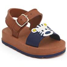 Sandália Papete Infantil Masculina Menino Confortável Com Fivela Tira Ajustável Leve Macia Antiderrapante Safari Colegial - Marrom - Visão 1