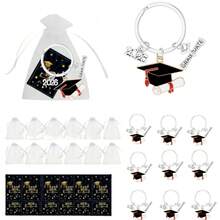 15 piezas/set Llavero con colgante de sombrero de graduación y número 2026, adecuado para regalos de recuerdo de graduación - Multicolor - Ver 2