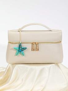 1pc Handmade Faux Pearl & Rhinestone Starfish Shaped Decorative Pendant For Women Bags Purse Charm Purse Accessories Tropical Cute Girly Stuff Car Essentials Car Decoration Kawaii Vacation Essentials Bag Accessories - Turquoise - View 4