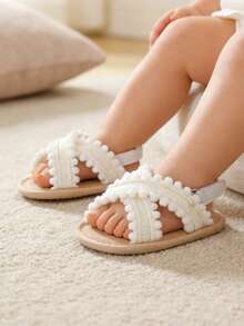 Infant White Shoes Infant Infant Girls Summer Sandals With Soft Sole Wedding Dress Flats Newborn First Walkers Crib Dress Shoes - White - View 11