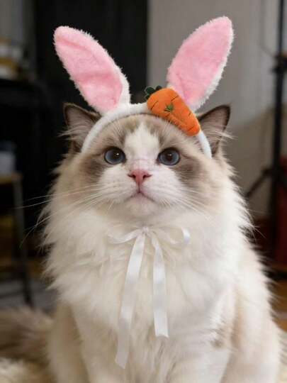 Cute Plush Rabbit Ear Carrot Headband, Funny Pet Photo Prop Adjustable Decorative Accessory