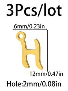 3 mặt dây chuyền chữ cái viết tay mạ vàng 18K bằng thép không gỉ, dùng để tự làm trang sức, phụ kiện vòng tay, dây chuyền và đồ thủ công. - chữ thường - Xem 39