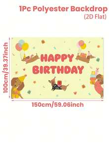 1张150*100厘米腊肠犬主题生日背景布，适用于一周岁生日派对、婴儿派对、生日派对、婴儿派对、生日派对摄影道具等场合。 - 臘腸狗 - 查看 10