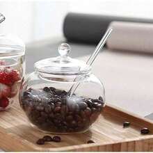 Glass Honey Pot Honey Jar With Spoon Lid Cover Honey Bottles Honey Container Dispenser Ketchup Container Sauce Jar For Oil Sauces Vinegar - Clear - View 7