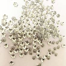 50个/100个/200个四叶草珠帽 - 锌合金隔珠，适用于DIY珠宝制作，耳环、项链、手链 - 工艺材料 - 古銀色 - 查看 10