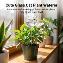 Regador automático de vidrio con forma de gato para plantas en macetas, cuidado fácil - Dispositivo de riego automático - Ver 2