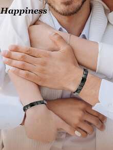 Yanxyad 1/2件装赤铁矿手链，天然石材可调节弹力手链，男士黑色赤铁矿宝石手链，男女皆宜，时尚腕饰 - 黑色 - 查看 2