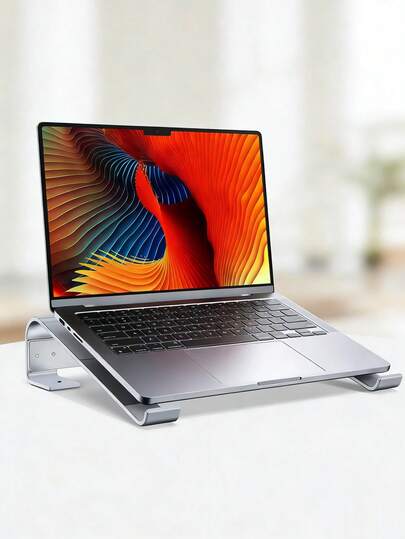 Aluminum Laptop Stand For Desk, Height Adjustable Ergonomic Laptop Riser, Foldable Portable Ventilated Cooling Computer Stand Compatible With MacBook Pro/Air, HP, 10-17 Inch Laptops - Sturdy Stable Desktop Office Stand