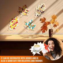 Honeydak 6 Sets DIY Glass Mosaic Tiles With 6 Wooden Coasters Making Mosaic Crafts Material Package Mixed Stained Glass For Handmade Colorful Home Decor Gift Indoor(Maple Leaf,Autumnal Color) - ColorD - 查看 7