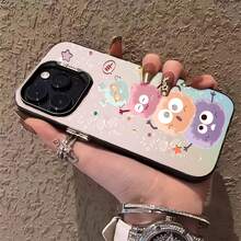 Minimalist IMD Case With Colorful Silver Finish, Compatible With Various Phone Models - Bolita Negra Divertida - Rosa - 查看 4