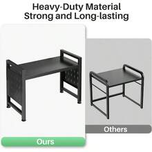 Adjustable Microwave Oven Rack,Microwave Stand Shelf Heavy Duty 2-Tier Shelf With Cutting Boards Stand For Kitchen Shelves Counter Top Organizer, Holds 120lbs,9 Hooks - Hạng 2 - Đen - Xem 8