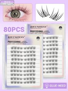 Large Capacity 80pcs 10 Rows Cat Style Cluster Lashes DIY Cluster Lashes Natural Look False Eyelashes Lashes Extension Makeup Manga Lashes Cat Eye Lashes Left & Right Natural Wispy Lashes Extension DIY Lash Extension For Home Party, Valentine's Day, Traveling, Festivals Makeup - C - 查看 1