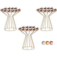 Bandeja Boleira Ampulheta Grande 25cm Luxo 3un Vaso - rose gold - Visão 4