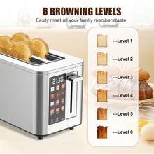2 Slice Smart Touchscreen Toaster, 304 Stainless Steel Toaster, 6 Bread Modes & 6 Browning Levels, Extra Wide Slots, Bagel/Reheat/Defrost, Removable Crumb Tray, Compact Home Appliances Countertop Toaster, Tostadora De Pan - US A Type Plug(110-127V) - View 3