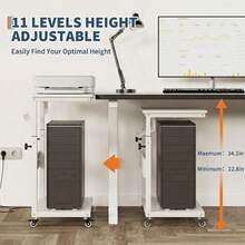 LIZHOUMIL Adjustable Computer Tower Stand With Wheels Rolling CPU Holder Cart 2 Tier Under Desk Mobile PC Stand With Cable Management Rack Professional Office Home Desktop Tower Holder 22 To 34 Inch Length - White Wax Wood Color - Eight Parts - View 5