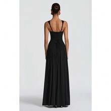 Skinny Comfortable Fashionable Sexy Suspender Skirt Slim Strap Split Skirt Backless Streamer Dress - 黑色 - 查看 3