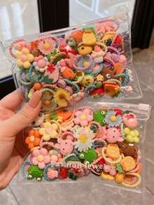 50 Pieces Cute And Random Cartoon Scrunchies (Hair Ties), Sweet Style Hair Bows For Daily Use - Nhiều màu - Xem 1
