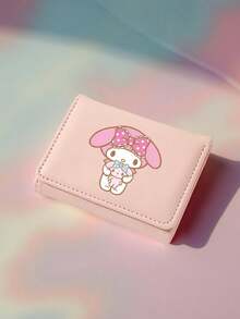 SANRIO 1个Hello Kitty女士短款钱包，粉白可爱图案，PU皮革迷你钱包，拉链封口，小巧对折设计，带信用卡夹层和零钱袋，时尚可爱，是送给女孩和青少年生日的理想礼物 - 彩色 - 查看 9
