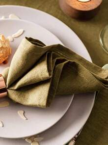 1/2pcs Skin-Friendly Classic Olive Green Artistic Napkins, Suitable For Weddings, Valentine's Day And Home Use - Multicolor - View 5