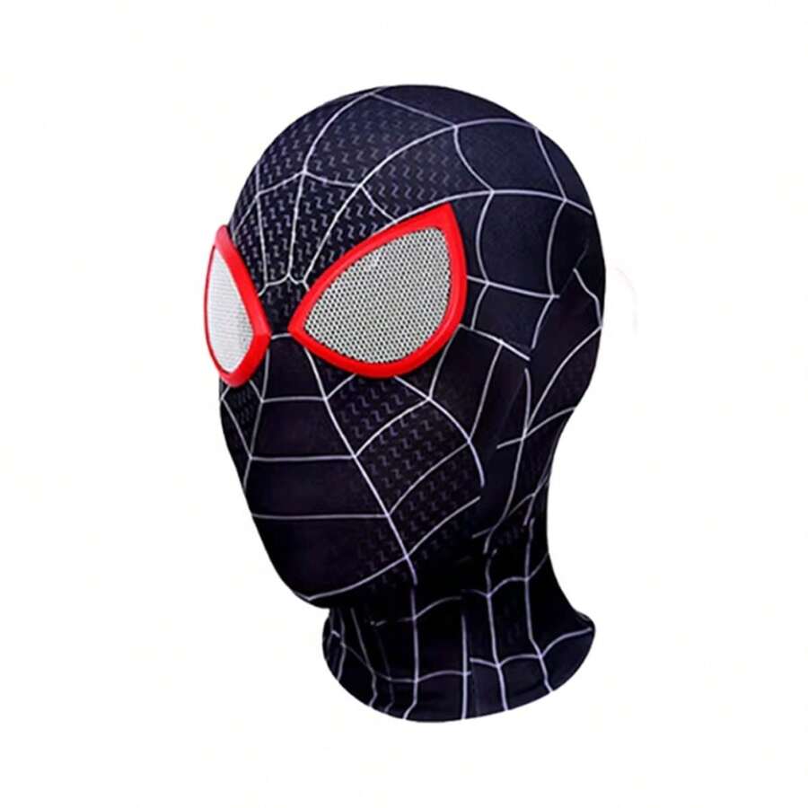 Marvel 1pc Superhero Spider Man Masks Miles Morales Cosplay Mask For Boys Girls Carnival Adults Cosplay Costume Props New Year's Gift, Valentine's Day Gift, Easter Gift - 黑色 - 查看 1