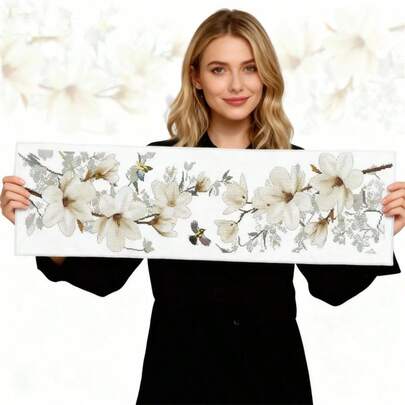 LaoJieYuan 2026新款白色玉兰花图案十字绣套件 DIY手工刺绣套装 家居装饰绘画DIY套件 工艺品刺绣套件 十字绣套件 钩针套件 戳绣套件 缝纫配件 缝纫套件 绣线工艺套件 针线材料 缝纫图案 钩针工艺用品 刺绣套件 初学者缝纫图案