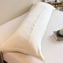 1件纯色柔软装饰枕套,情侣枕套,双人枕套,素色长款枕套,多种尺寸可选,适用于家庭、酒店、度假,装饰拉链,不含枕芯,可拆卸,可机洗,方便携带 - 奶油白 - 查看 9
