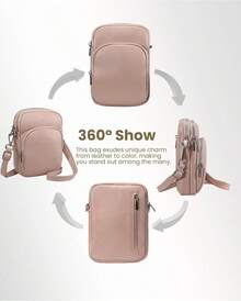 Befen - Bolsa de Cuero Genuino para Teléfonoóvil, Sin Colgante, para Mujer, con Ranuras para Tarjetas con Bloqueo RFID - Rosa U-light - Ver 9