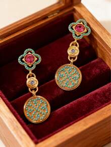1 Pair Fashionable, Luxurious And Elegant Dangle Earrings, Suitable For Daily Wear, Festivals, Parties And Gifts For Girlfriends - Gold - View 1