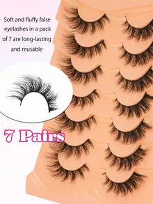 7对完美妆容仿貂毛假睫毛 - 奢华轻盈，蓬松猫眼妆效，自然条纹假睫毛，D型卷翘设计，无香型，多副装，提升眼部魅力的理想之选 - 眼尾拉長款 - 查看 2