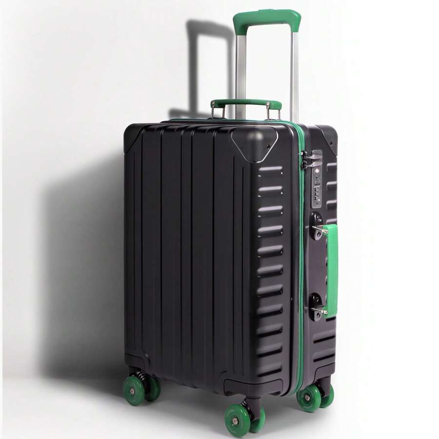 Lightweight 20 Inch Carry On Suitcase, PC Hard Shell Travel Small Luggage With 4 Spinner Wheels & TSA Lock For Travel, Black - Black - View 1