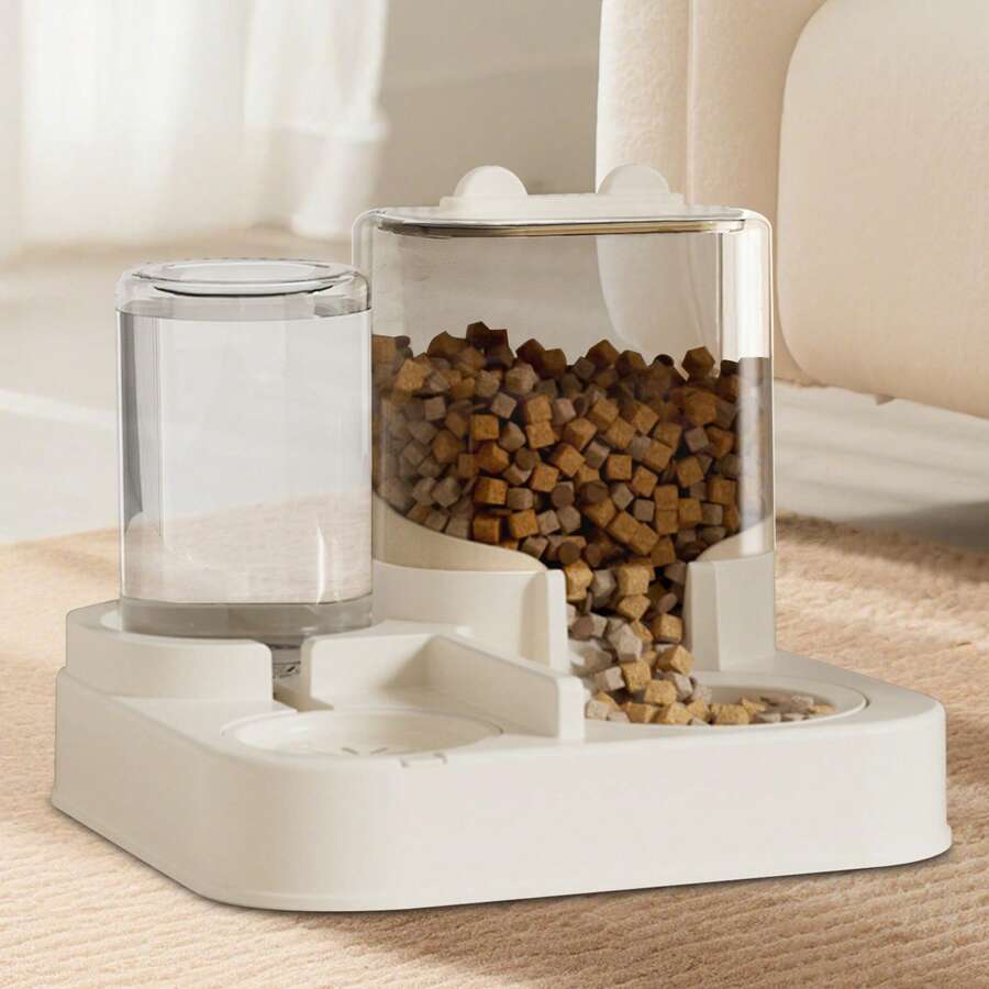 Automatic Cat Food And Water Dispenser Set 2 In 1, All-In-One Gravity Pet Feeder With Stainless Steel Cat Food Bowl Travel Auto Supply Feeder And Water Dispenser For Small Medium Cats - 2300ml - Xem 1