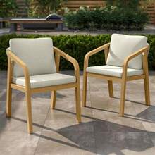 FansaFurn 2-Piece Patio Dinnig Chairs, Outdoor Acacia Wood Chairs For Porch, Backyard, Garden, Lawn, Beige - ColorA - 查看 7